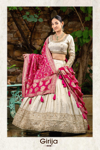 GIRJA – Ivory Tissue Lehenga Set