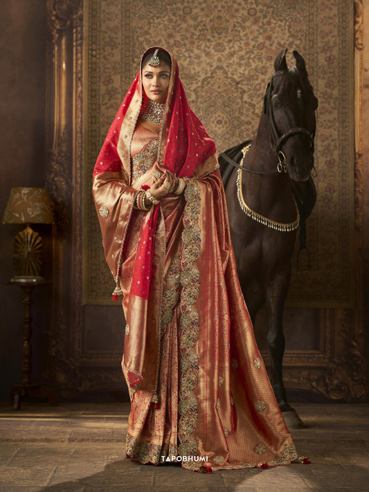 ROYAL ELEGENCE WEDDING SILK SAREE WITH HEAVY DESIGNER DUPATTA