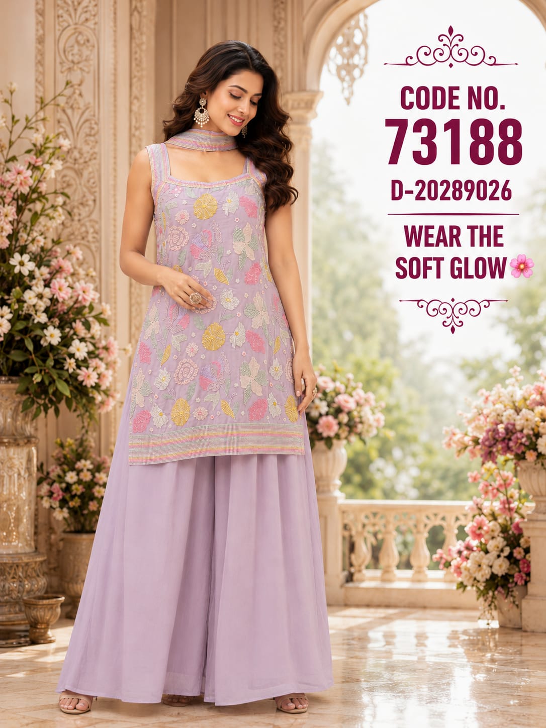 MOONLIGHT LEVENDER PREMIUM KURTA  PLAZZO SET