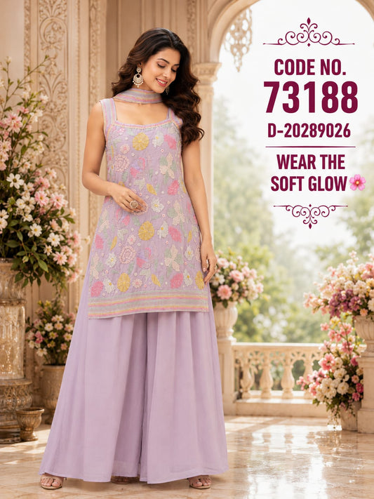 MOONLIGHT LEVENDER PREMIUM KURTA  PLAZZO SET