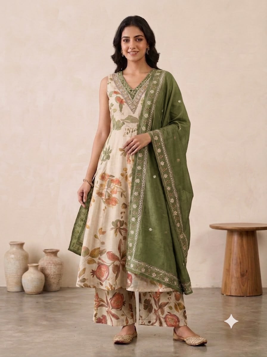 PREMIUM  FLORAL PRINT GEORGATTE ANARKALI SUIT