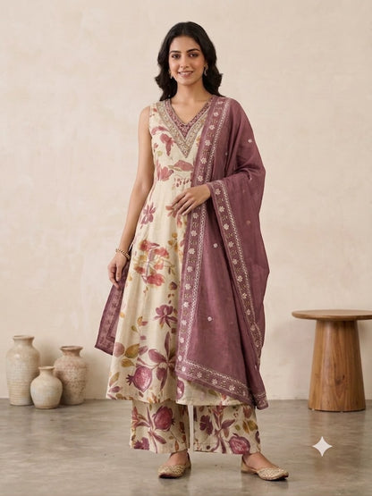 PREMIUM  FLORAL PRINT GEORGATTE ANARKALI SUIT
