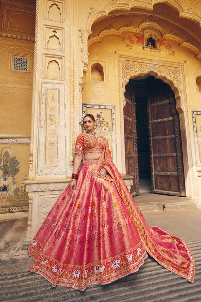 Gulabi Rajwada – Pink Patola Heritage Lehenga Choli