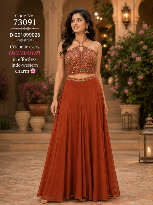 HERITAGE RUST HANDCRAFTED PARTY WEAR SET