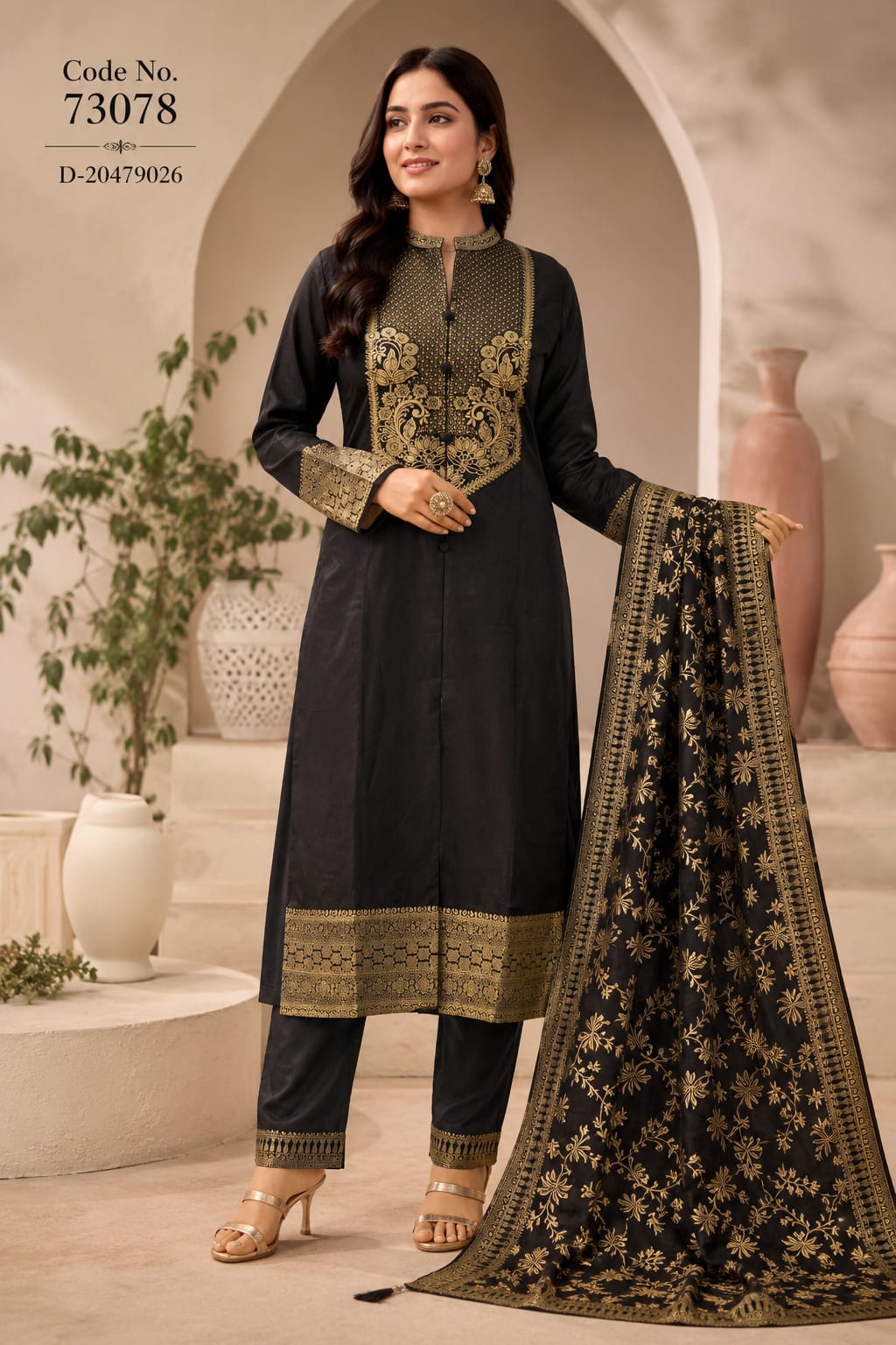 REGAL FESTIVE  STRAIGHT FRONT AND SIDE CUT  KURTA SET WITH  DESIGNER DUPATTA