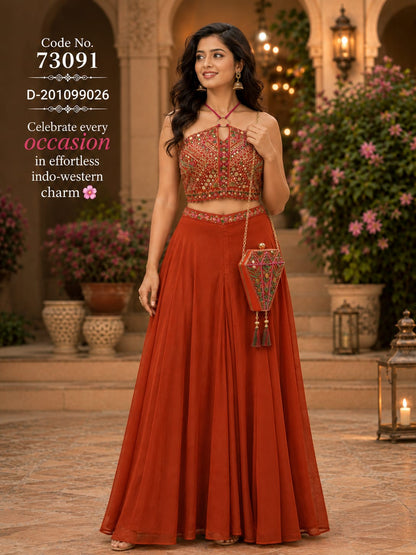 HERITAGE RUST HANDCRAFTED PARTY WEAR SET