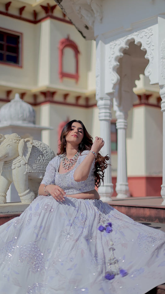 Lavender Bloom Embroidered Lehenga Set