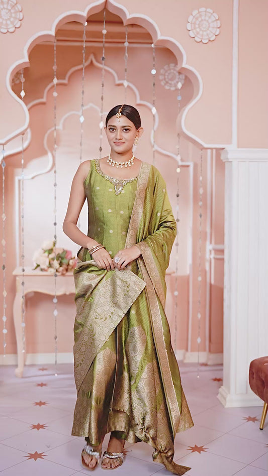 Gulnaar Green Festive Anarkali
