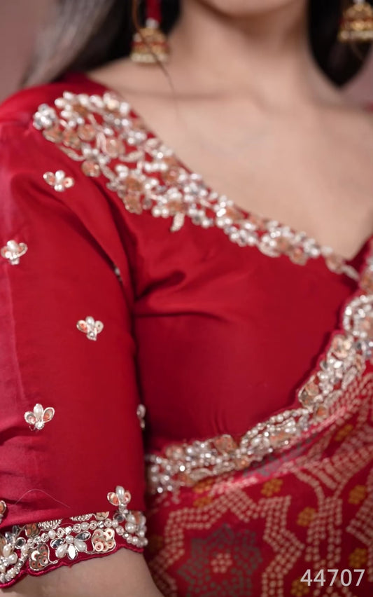 Red Saree Bandhej