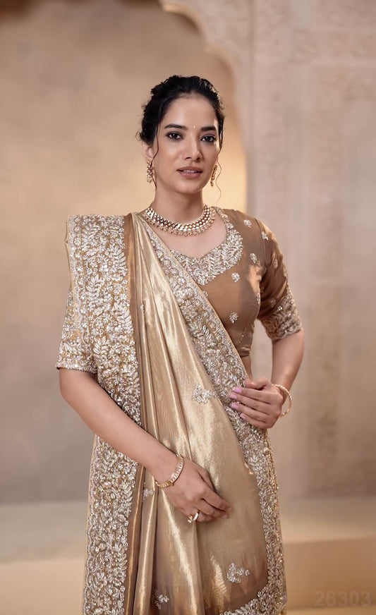 Golden Grace Zari Kora Silk Saree