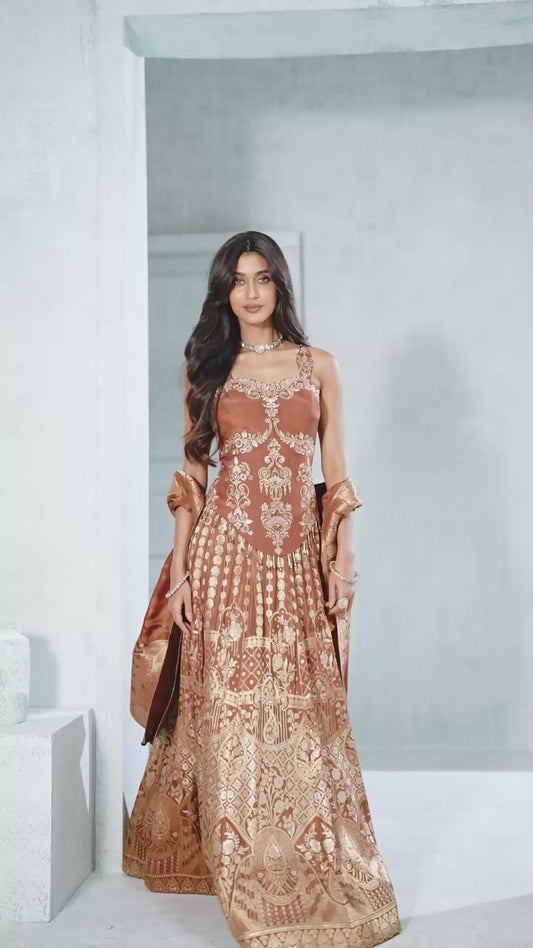 Olive Gold Heritage Lehenga Set