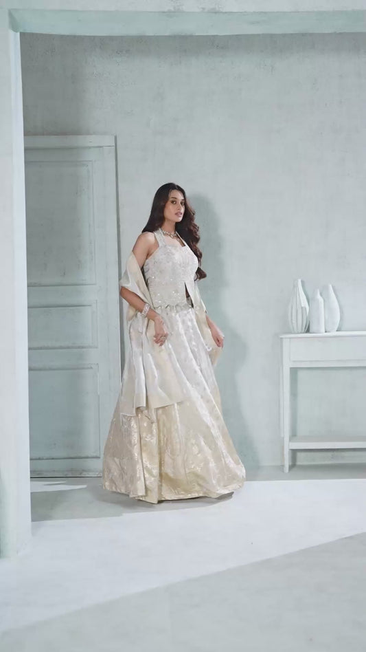 Ivory Elegance Zari Lehenga Set