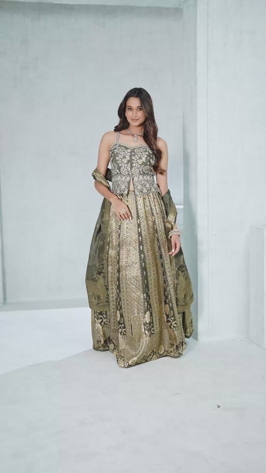 Copper Charm Embellished Lehenga Set